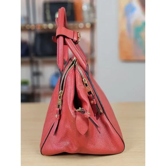 LOUIS VUITTON Authentic Marais MM LV Empreinte Leather Red Handbag Satchel LV - Picture 4 of 16